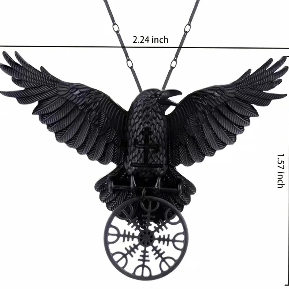 1pc Gothic Black Raven Pendant Necklace  Faux Fashion Jewelry‎